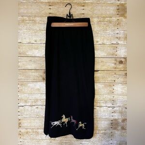 Double D Ranch knit Maxi Skirt with embroidery horses at hem size L